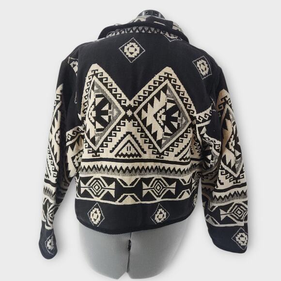 Agapo Blazer Women's L Short Woven Aztec Design Collared Boho Career VTG *Flaw - Picture 2 of 8